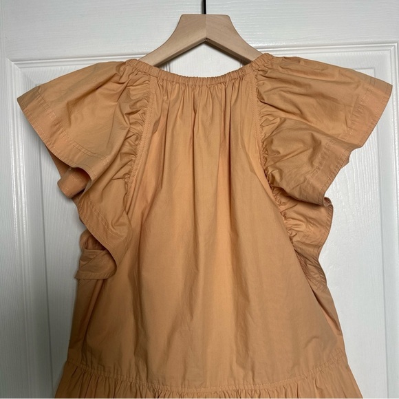 A.L.C. Harper Ruffle Sleeve Dress Peach Orange Mini Cotton Tiered A Line US 4 - Picture 9 of 13